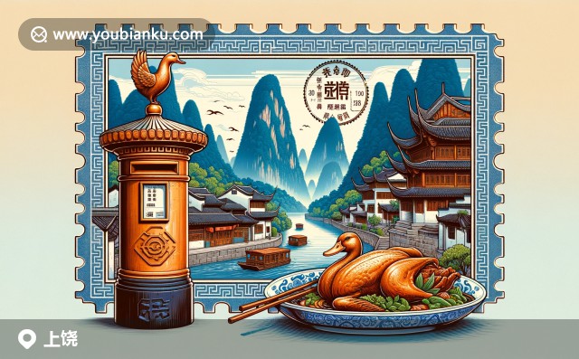 上饒縣插圖：明信片中的武夷山、徽派風(fēng)情與三清山郵筒，展現(xiàn)自然與文化的和諧畫(huà)卷 (郵編334100)