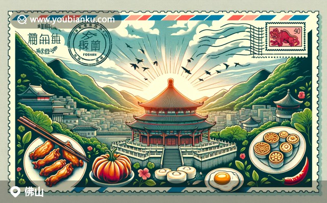 佛山陶瓷、嶺南建筑與木版年畫融合，展現(xiàn)南方古鎮(zhèn)文化與藝術(shù)傳統(tǒng)，融入中國郵政元素