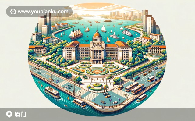 廈門近代建筑、校園景觀與植物園植物的航空郵件展示