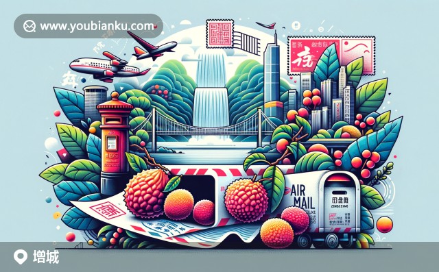 廣州市增城市特色 - 白水寨瀑布郵票藝術(shù)、荔枝元素與航空郵件設(shè)計(jì)