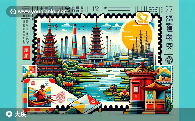 大慶自然美與文化特色的融合，展示龍鳳濕地和特色郵票，彰顯現(xiàn)代設計