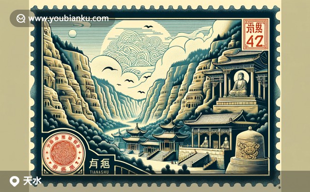 甘肅天水地方特色與郵政元素的完美融合，展現(xiàn)麥積山石窟、地方美食和郵政文化