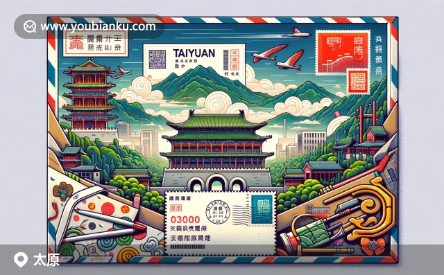 太原文化符號和自然景觀相映成趣，在現(xiàn)代創(chuàng)意設(shè)計中展現(xiàn)郵政情懷與中國傳統(tǒng)元素的完美融合