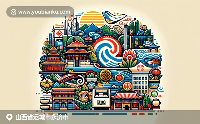 永濟市文化與自然融合：晉劇面具、葡萄園和黃河橋在航空郵件信封中展現(xiàn)