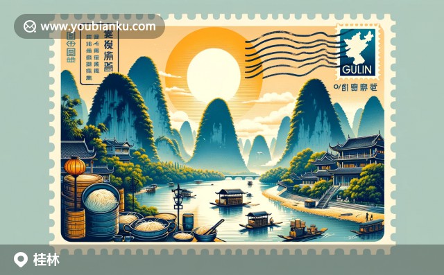 桂林漓江山水與文化遺產(chǎn)的結(jié)合，展現(xiàn)桂林米粉制作技藝和油茶傳統(tǒng)，體現(xiàn)地方非物質(zhì)文化