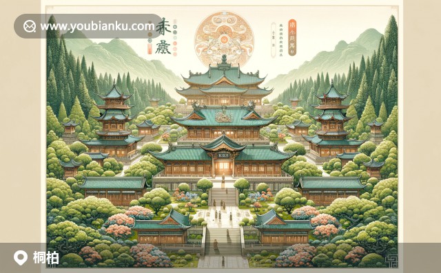 河南省南陽(yáng)市桐柏縣風(fēng)光 - 桐柏山、南禪寺與香菇郵票插畫