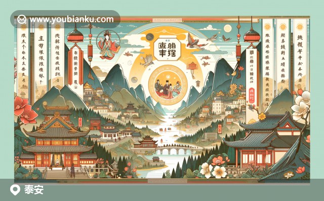 現(xiàn)代創(chuàng)意融合：泰山輪廓、明信片、煎餅與郵政元素