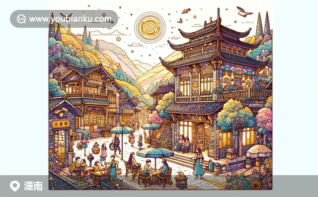 重慶市潼南縣郵戳下的葡萄、桃花源和老街風情圖，現(xiàn)代郵政編碼402660與傳統(tǒng)風貌的完美結(jié)合
