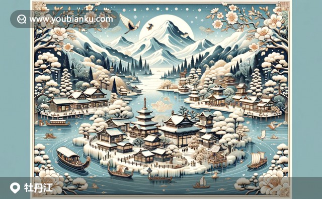 牡丹江奇妙融合自然景觀與滿族文化，體現(xiàn)鏡泊湖、雪鄉(xiāng)美景及傳統(tǒng)刺繡藝術(shù)，郵政元素設(shè)計(jì)巧妙
