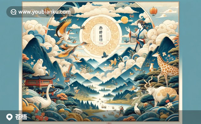 蒼梧縣風(fēng)景明信片：鴨腿粿、壯族繡球與青獅潭，郵政文化元素展示