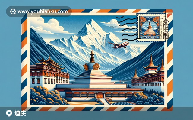 迪慶自然美景與文化傳媒融合，梅里雪山和松贊林寺圖案呈現(xiàn)在航空郵件信封設計中