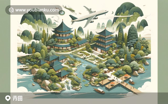 特色插圖：青田石雕郵票與竹林的航空信封，展現(xiàn)青田文化與323900郵戳