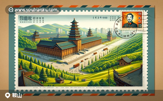 鞍山歷史與文化的表現(xiàn)，結(jié)合明信片藝術(shù)與中國(guó)郵政元素，展示鋼都風(fēng)貌與地理特色
