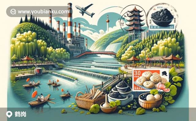黑龍江鶴崗自然美景與文化融合，展現(xiàn)北山公園瑞鹿泉、煤雕元素、黑木耳與郵政風(fēng)情